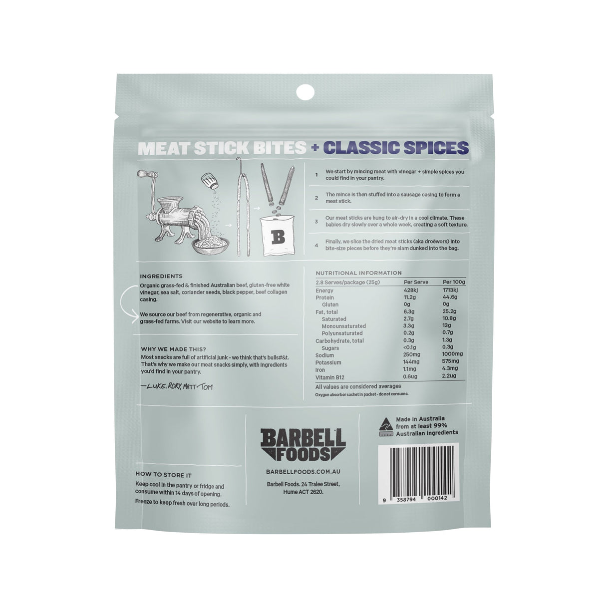 Organic Beef Meat Stick Bites - Classic - 70G Bags