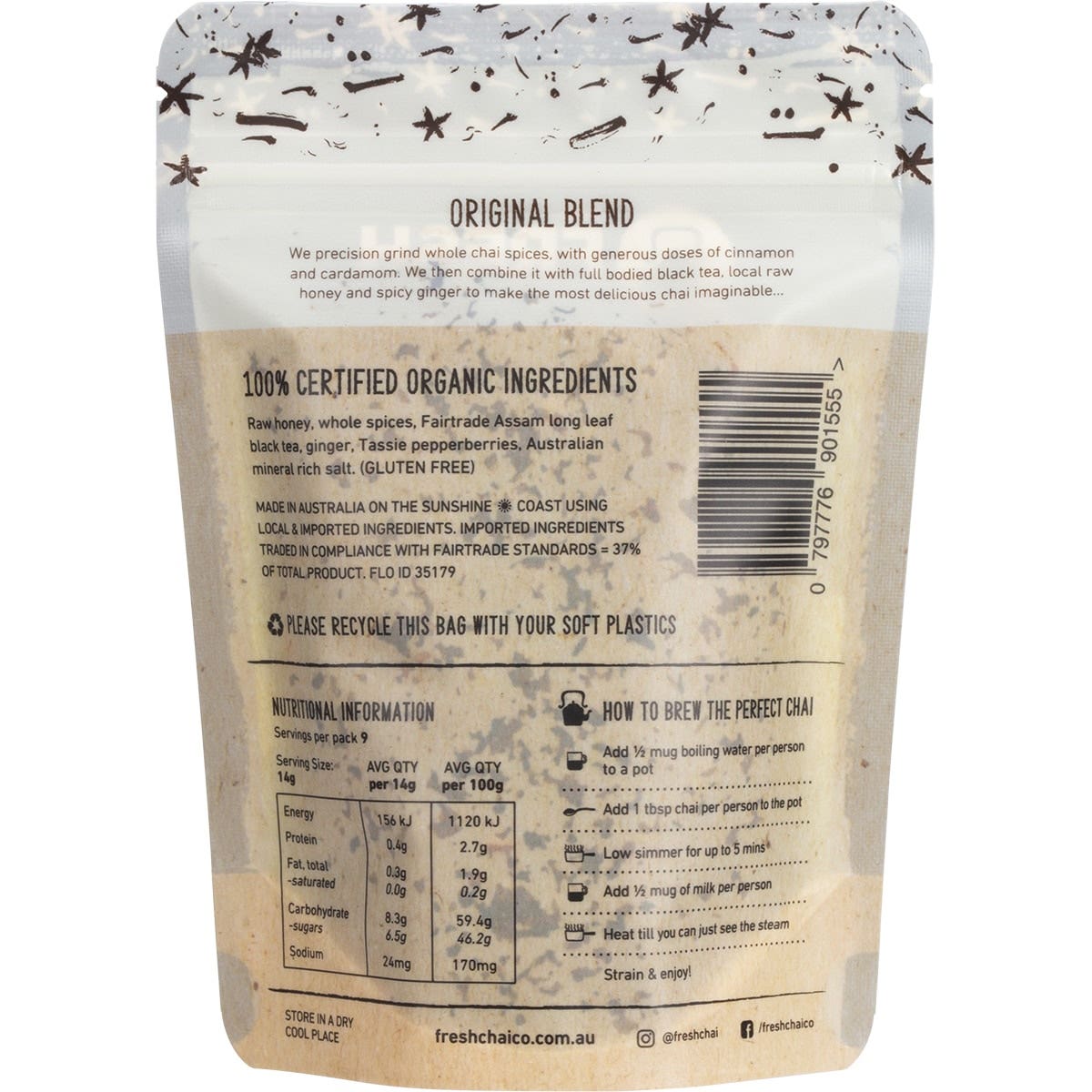 Chai Original Blend Fresh Organic Sticky 125g - The Fresh Chai Co