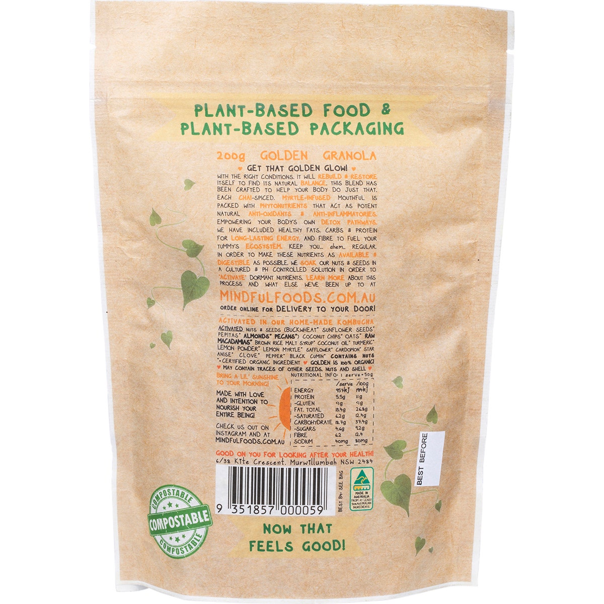 Mindful Foods Golden Granola Organic & Activated 200g