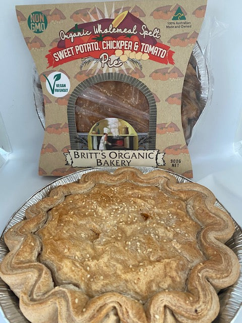 Britt's Organic Spelt sweet potato Chickpea & Tomato pie (Large) serves 6