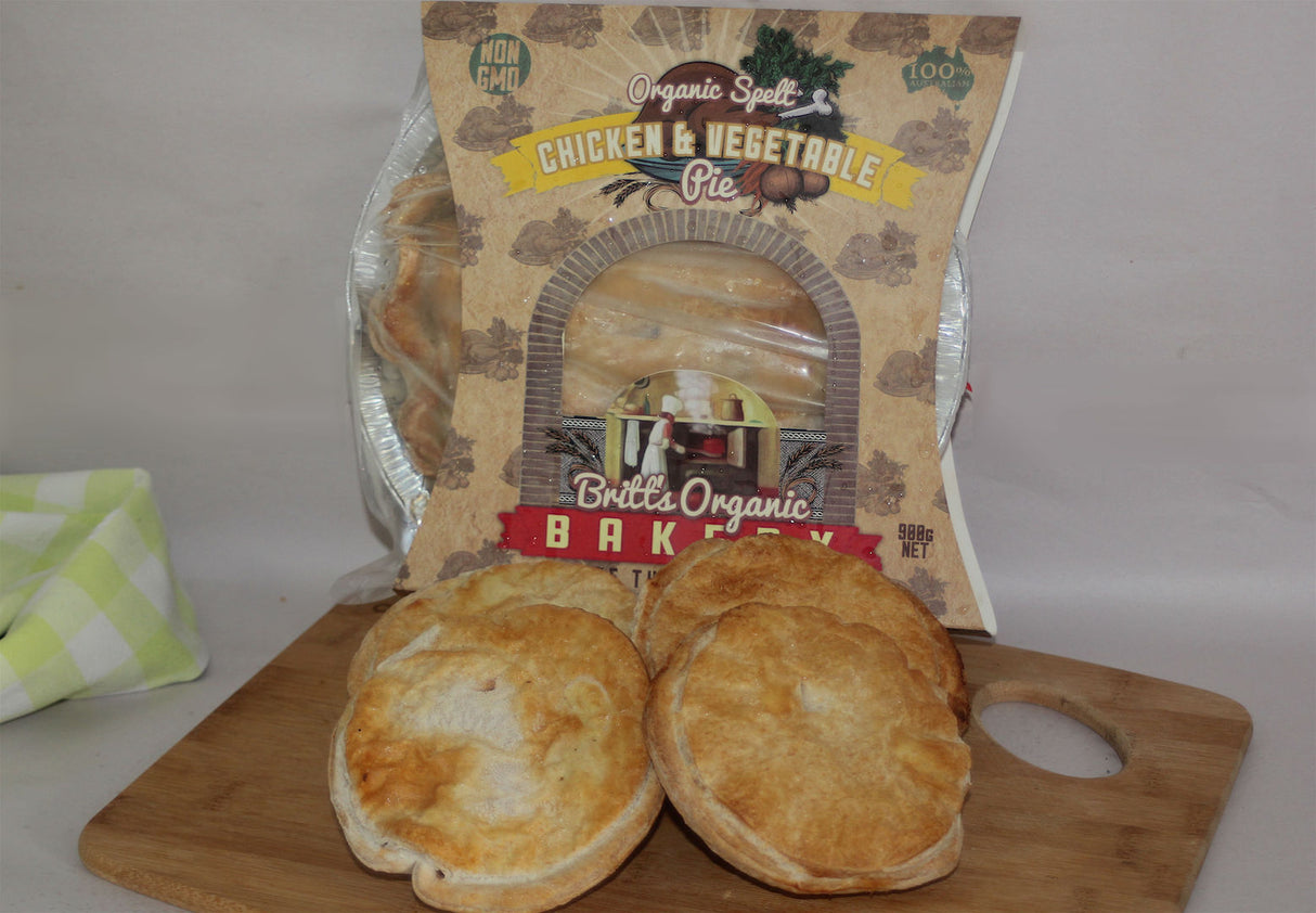 Britt's Organic Spelt Chicken & Vegetable Pie (Large) serves 6