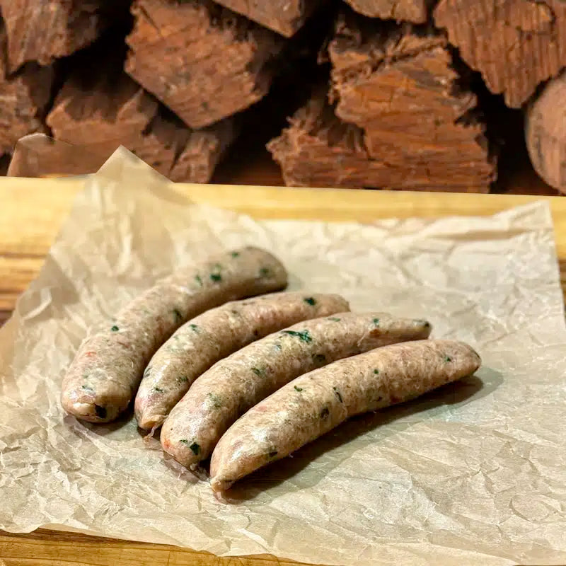 Free range chicken, spinach and semi dried tomato sausages GF